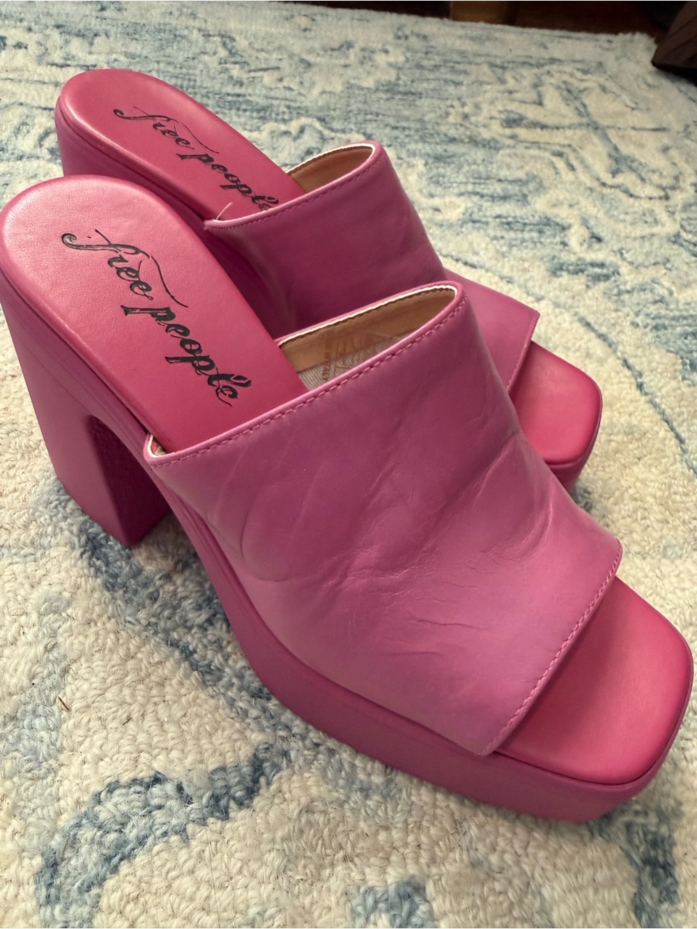 Free People Bubblegum Pink Platform Mule Heels